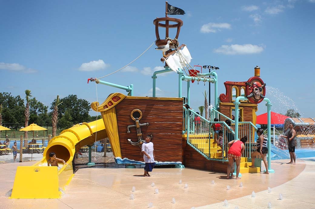 AquaPlay AP250 Water Play Structure Manufacturers Pirate's Bay Waterpark, Baytown, TX, USA