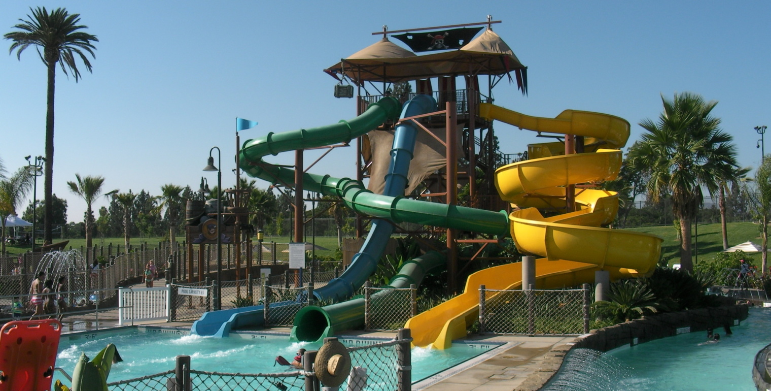 water slide tower in municipal water park