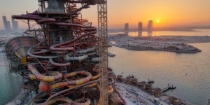 Construction of Meryal Icon Tower, Qetaifan Island North, Qatar
