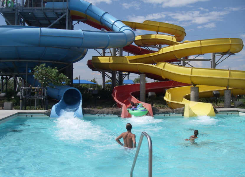 Water slides and exit pool