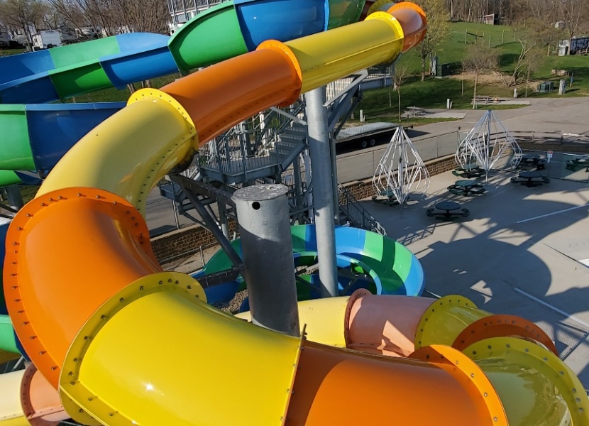 Yellow and orange water slides