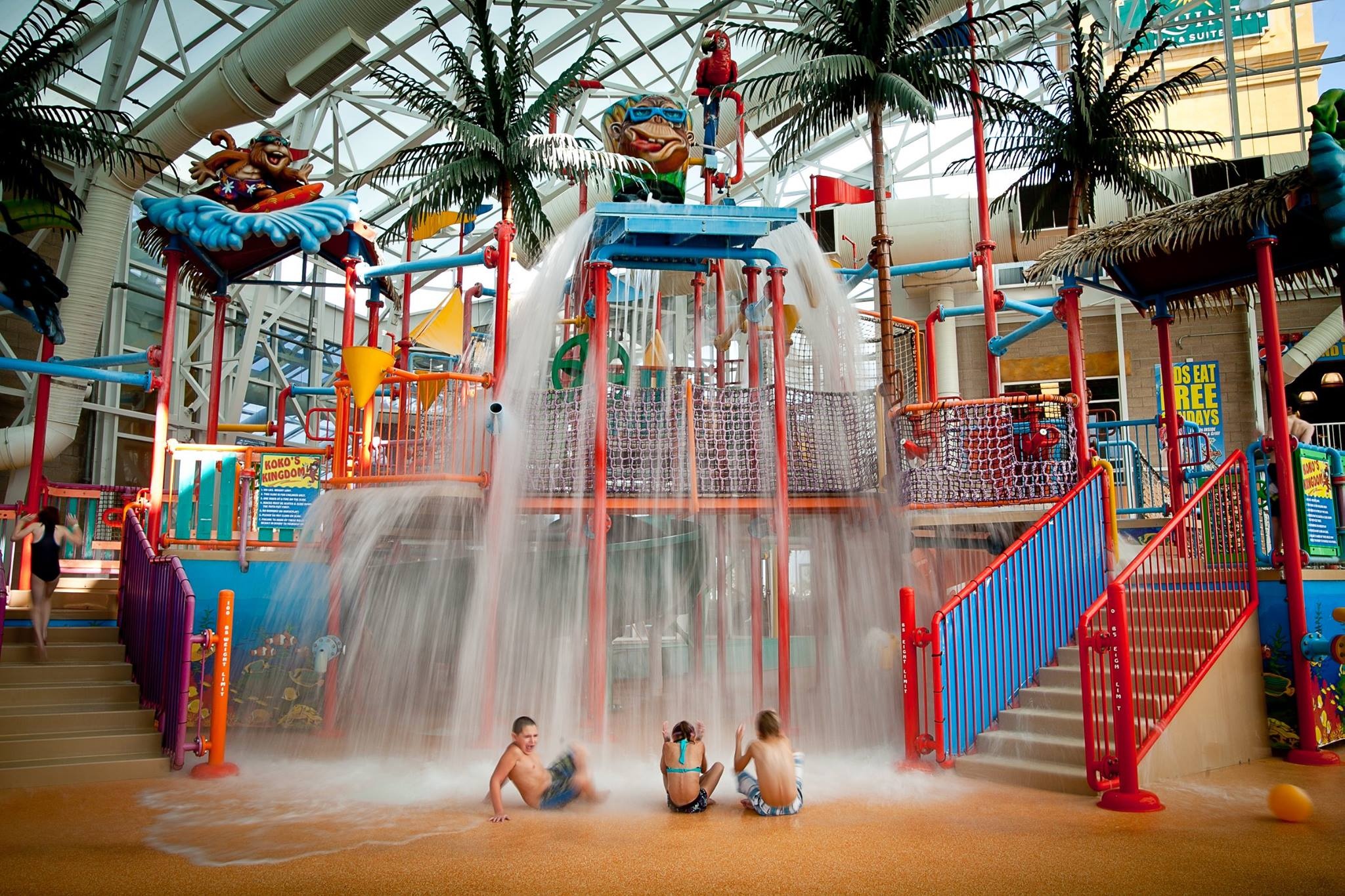 Kids are excited about water falls in Aquaplay