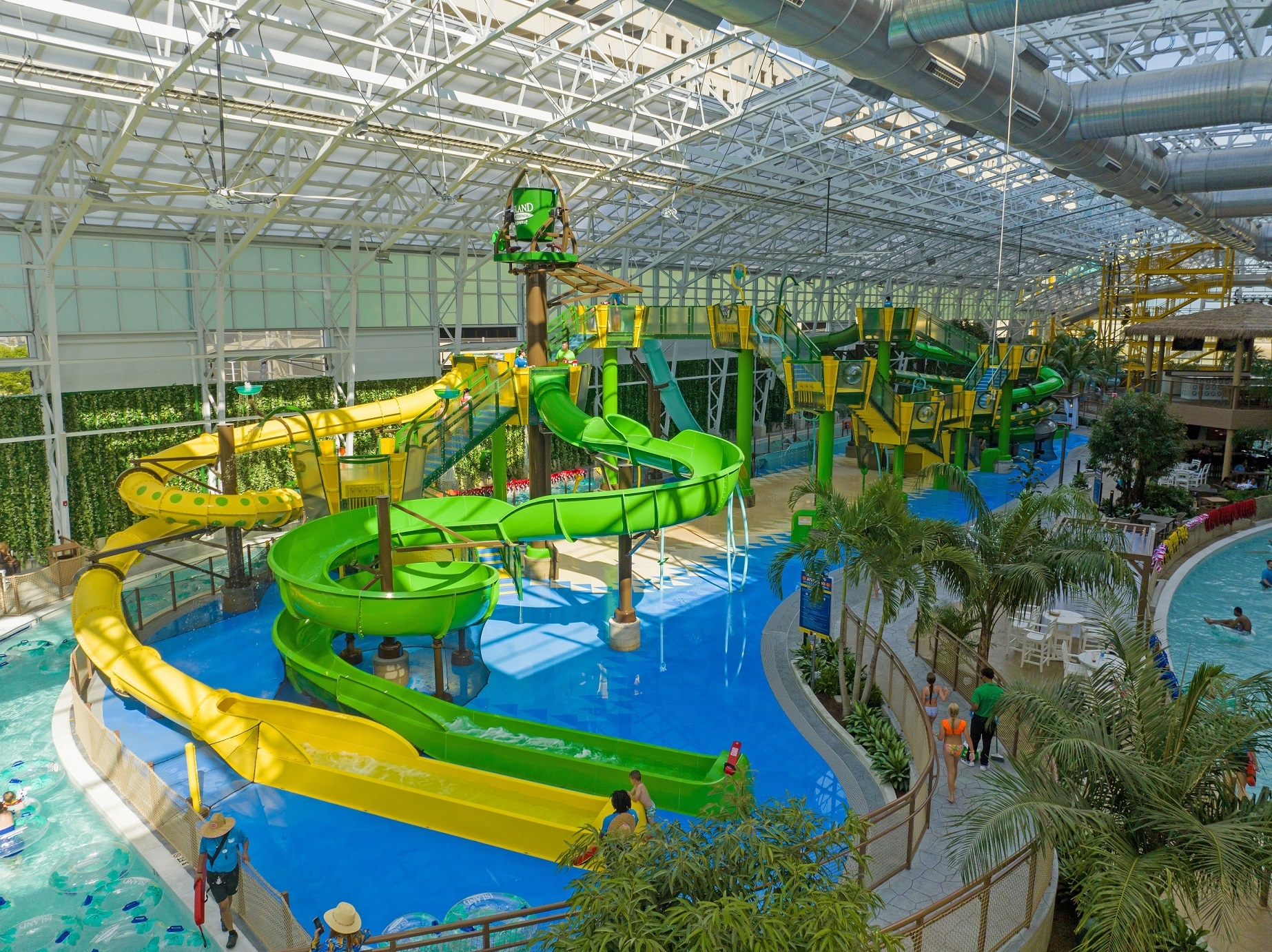 Green and yellow aquatic play structure