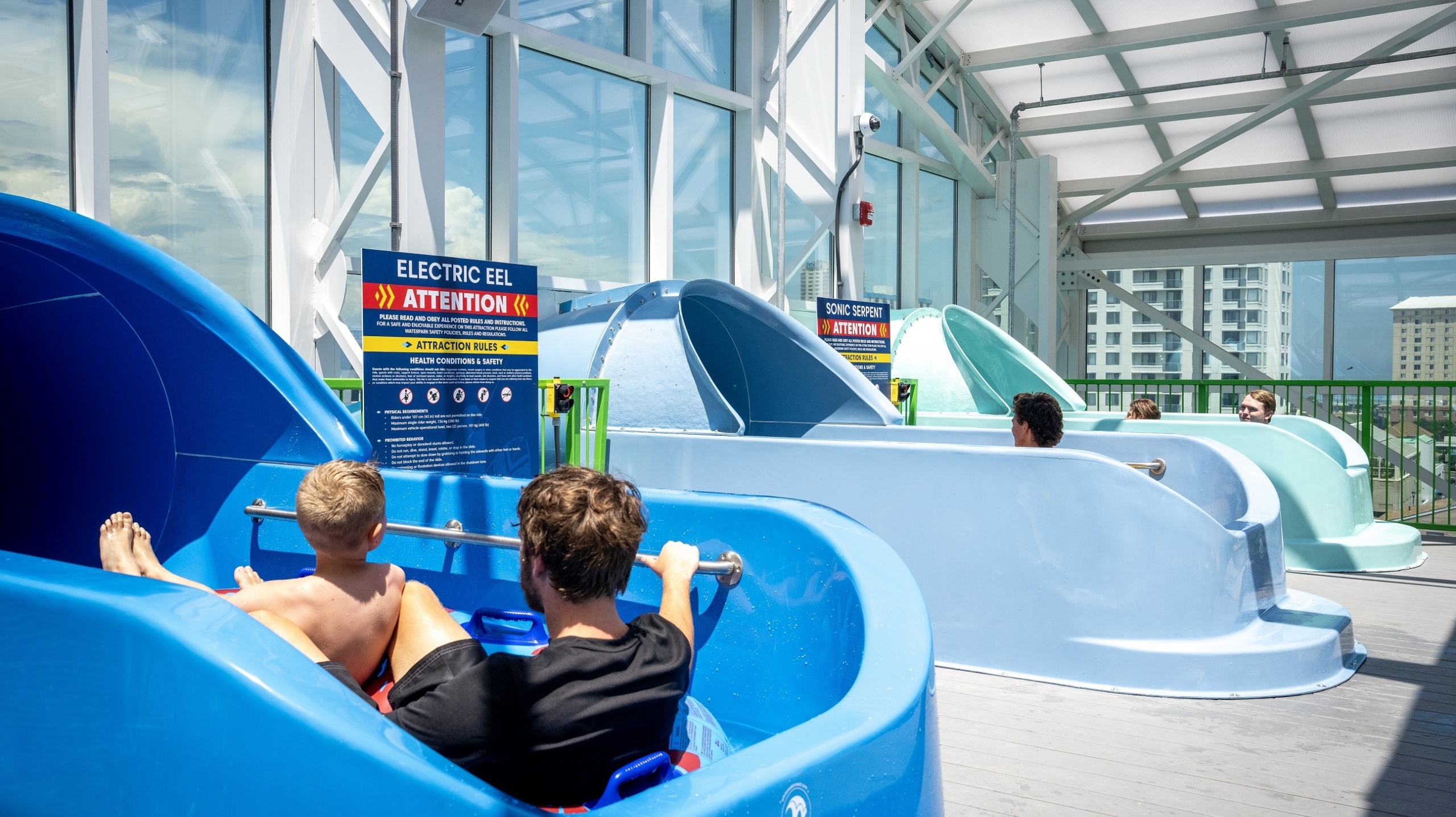 Top of water slide tower indoor